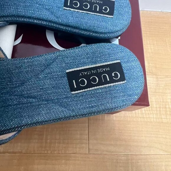 Gucci Women\'s Logo Denim Slide Sandals